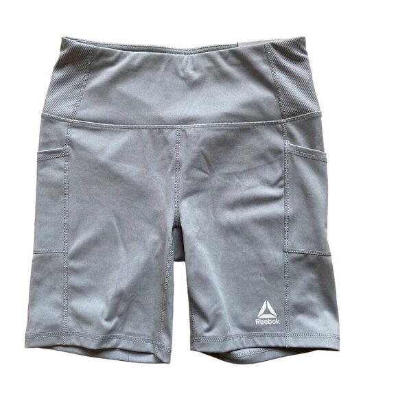 Reebok Women shorts small Fitted High Rise Moisture Management pockets Gray - Picture 3 of 10